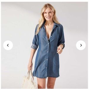 Tommy Bahama chambray boyfriend dress cover-up size m
